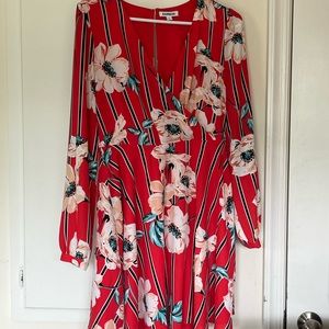 Express mid dress red with flowers